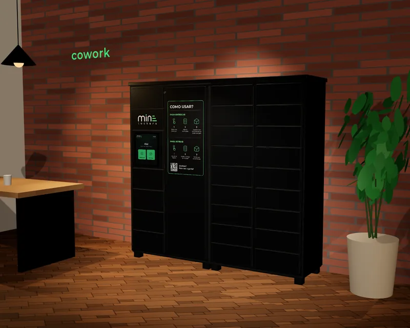 MINE Locker preto instalado: coworkings