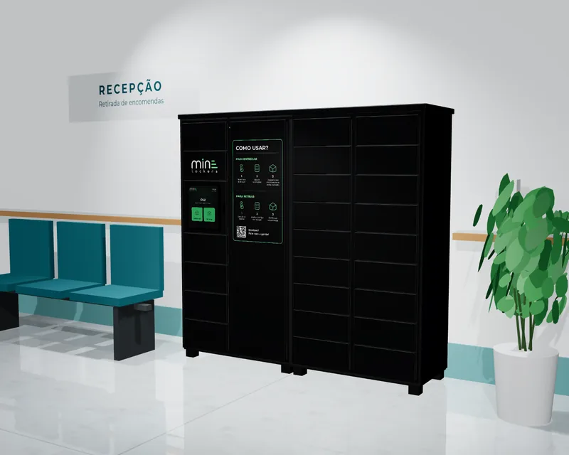 MINE Locker preto instalado: hospitais